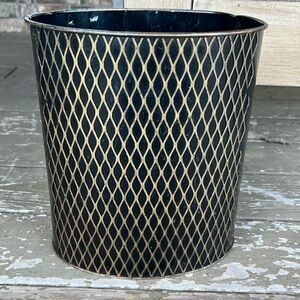 Plymouth Tole hand decorated vintage mcm metal waste basket